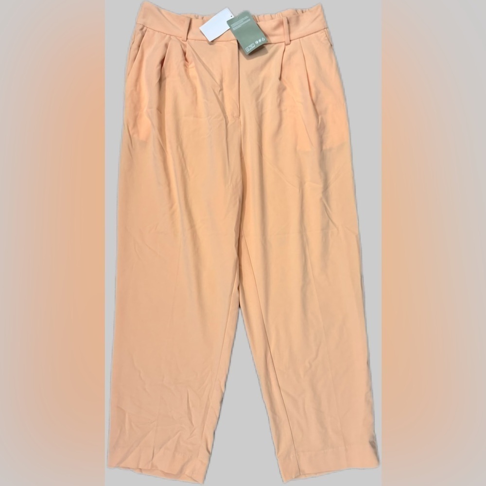 H&M Peach Orange High Waist Pleated Trousers